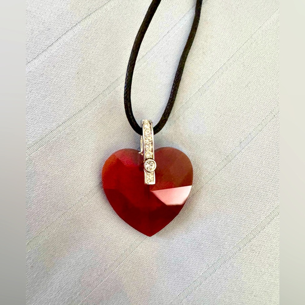 Swarovski Ruby Red Heart Pendant Necklace